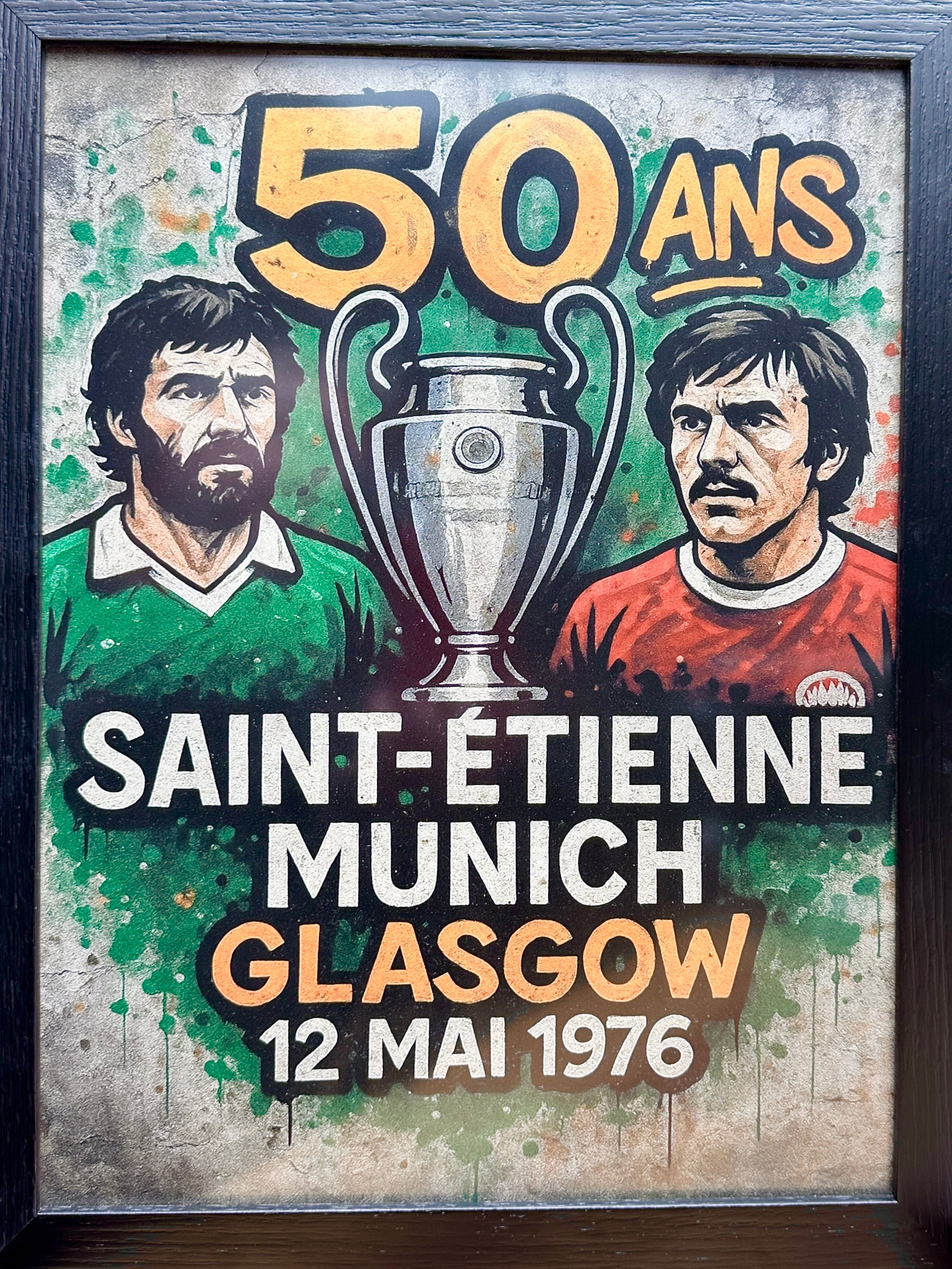 Affiche A3 encadrée - “Glasgow 1976 – 50 ans” – Édition Coupe d'Europe