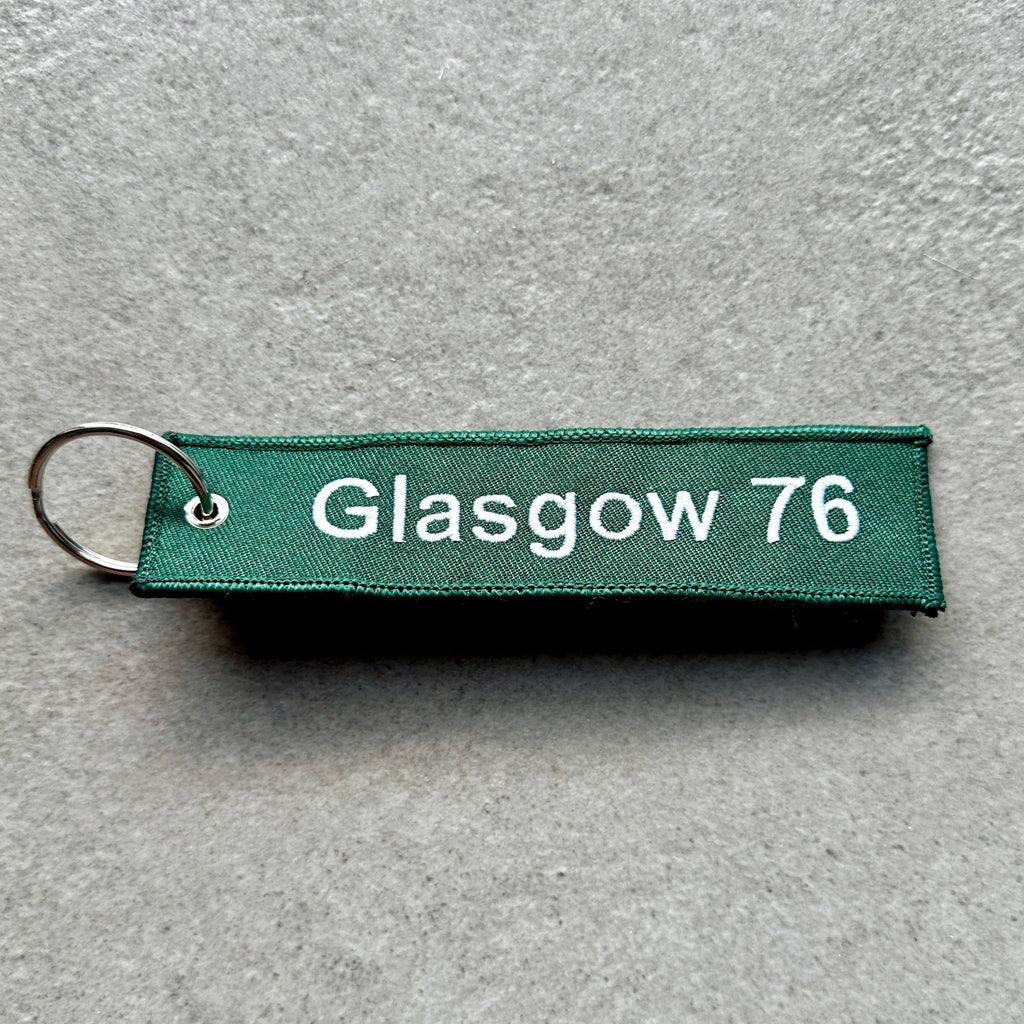 Porte‑clés Glasgow 76 — textile vert, édition rétro - Glasgow 76