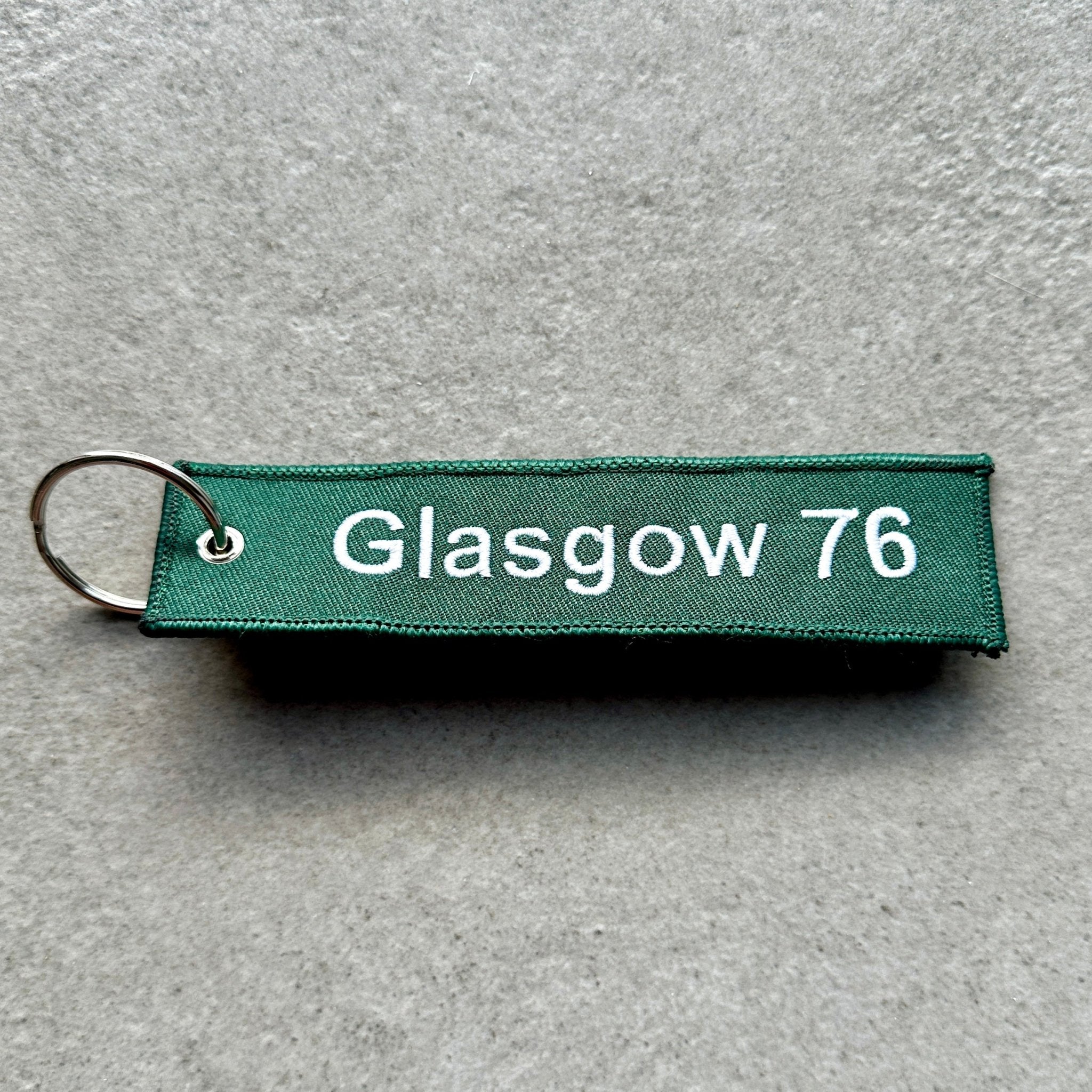 Porte‑clés Glasgow 76 — textile vert, édition rétro - Glasgow 76