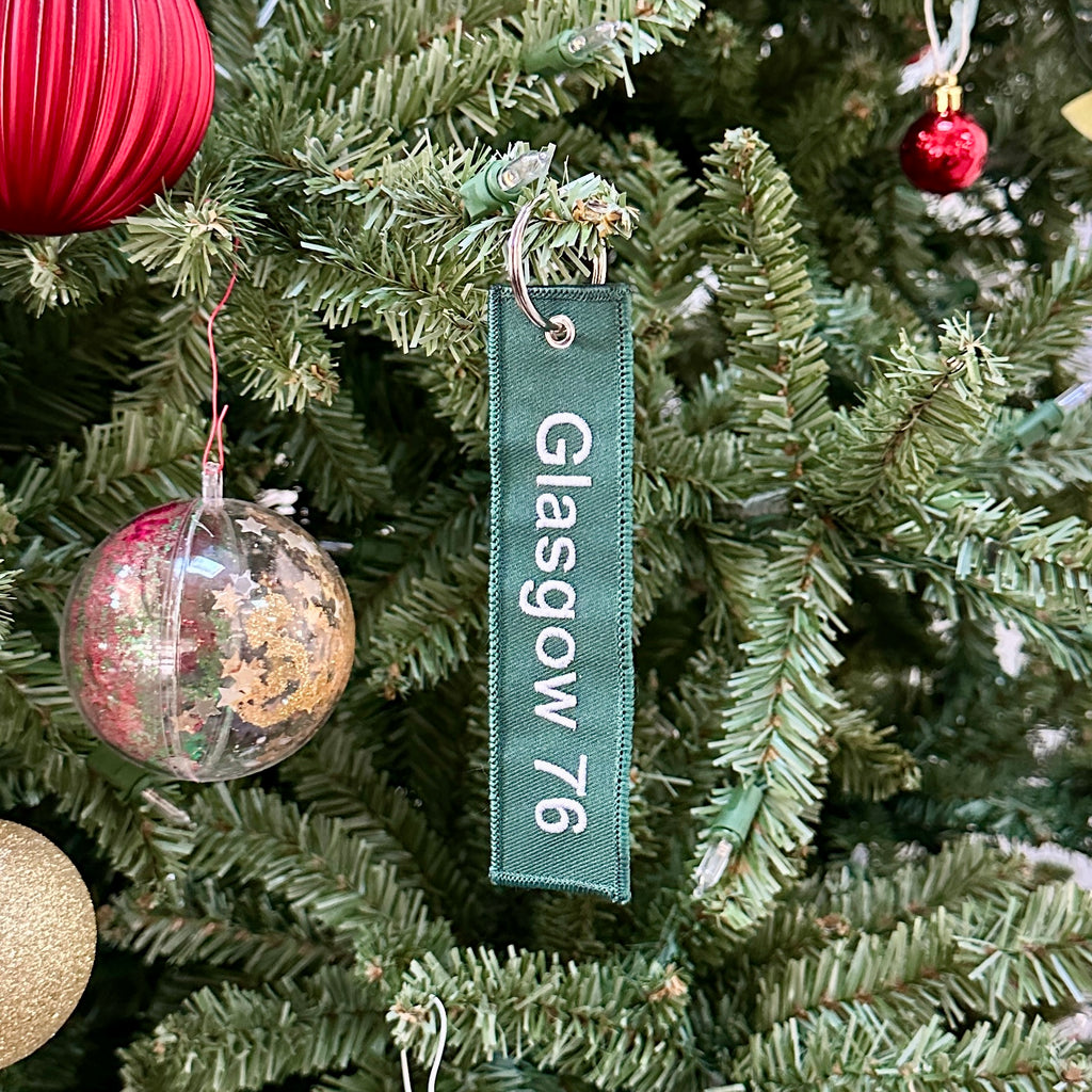 Porte‑clés Glasgow 76 — textile vert, édition rétro - Glasgow 76