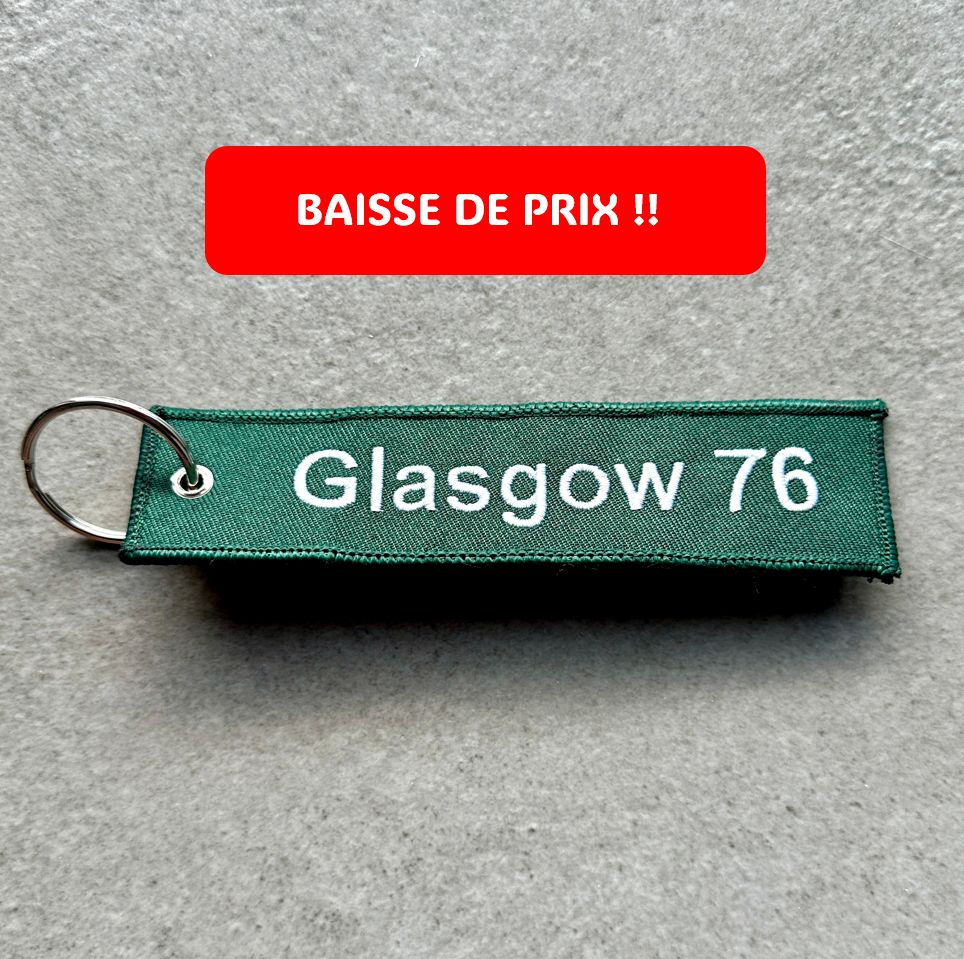 Porte‑clés Glasgow 76 — textile vert, édition rétro - Glasgow 76